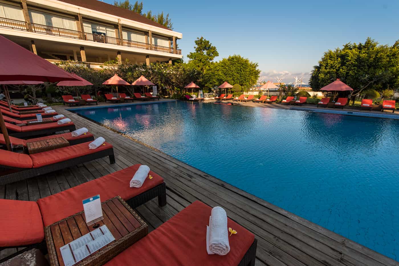 morning pool shot at Hotel Ombak Sunset in Gili Trawangan Island of Lombok Indonesia